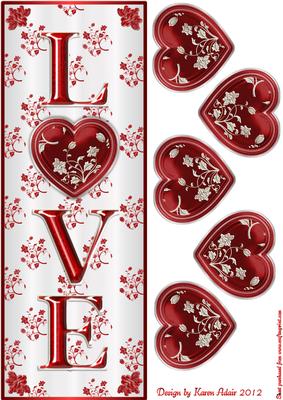 Valentine Love Large Tall Dl Card Front with 3D Heart