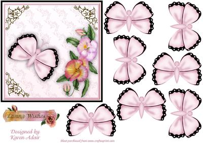 3D Butterfly 'n Pansies Embellishment Card Front
