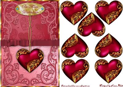 3D Valentine Heart Embellishment Card Front
