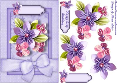 Folded Flowers Leap Birthday Card Front and Step by Step