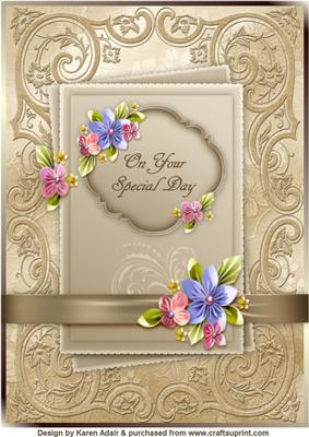 Origami Flowers A4 Card Front 2