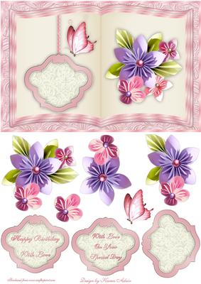 Origami Flowers Book Card Sheet