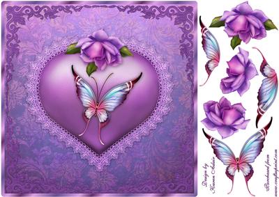Hearts Roses and Butterflies