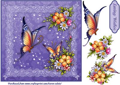 Butterfly Haven Large Square Card Front with Step by Step