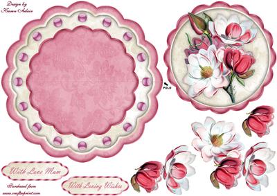 Vintage Magnolias Scallop Edge Wobble Card