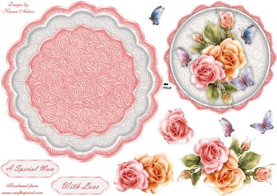 Glowing Roses Scallop Edge Wobble Card