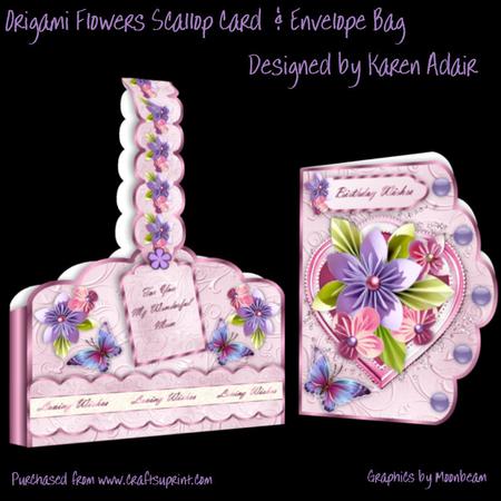 Origami Flowers Scallop Card and Envelope Bag Kit