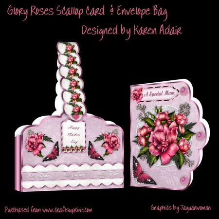 Glory Roses Scallop Card and Envelope Bag Kit