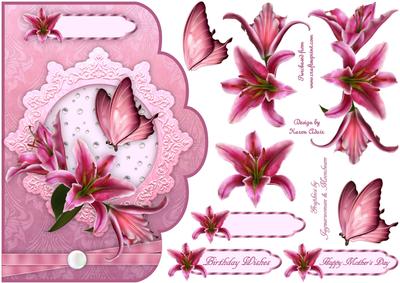 Stargazer Lillies Scallop Card Front with Step by Step