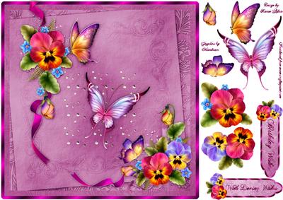 Passionate Pansies Square Card Front with Step by Step