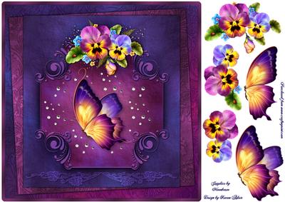 Pansy Perfection Square Card Front with Step by Step