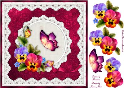 Pretty Pansies Square Card Front with Step by Step