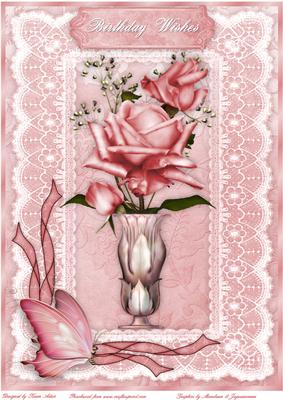 Vase of Roses A4 Card Front