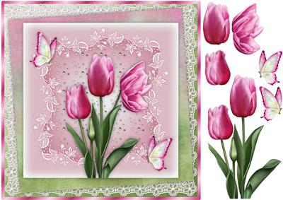 Tantalising Tulips Square Card Front with Step by Step