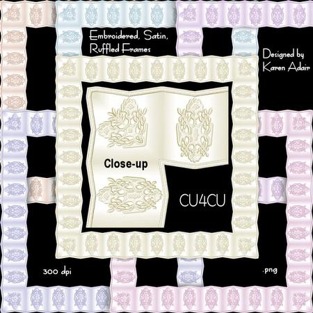 Embroidered Ruffled Satin Frames - Set 2