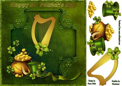 Lucky St Patrick's Day Square Card Front with Step by Step
