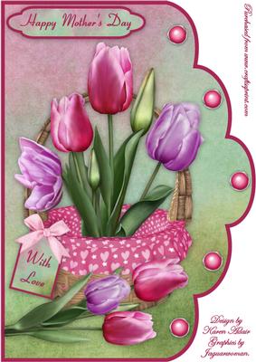 Tulip Joy A4 Scallop Card Front