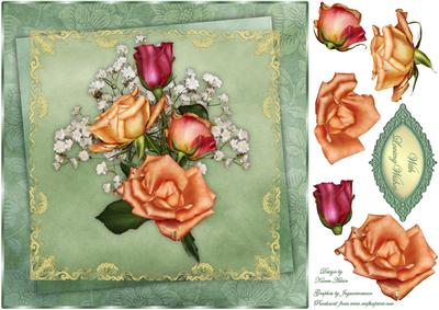 Rose Joy Square Card Front with Step by Step