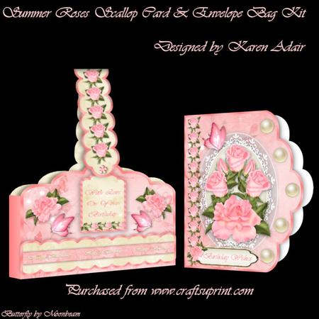 Summer Roses Scallop Card & Envelope Bag Kit