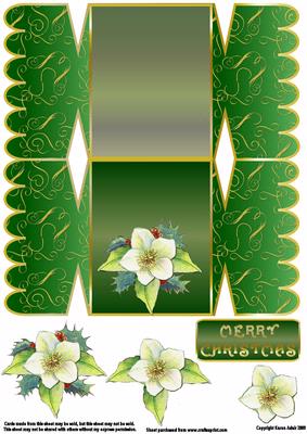 Christmas Cracker Card in Green with Decoupage