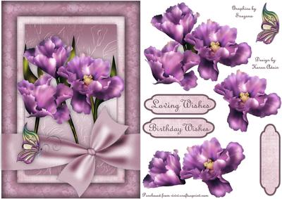 Perfect Petals in Purple Card Front with Step by Step