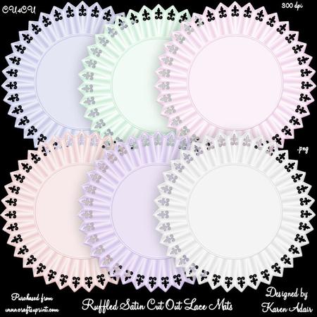 Ruffled Satin Cut Out Lace Mats in Pastels