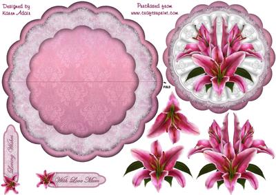 Stargazer Lillies Scallop Wobble Card with Step by Step