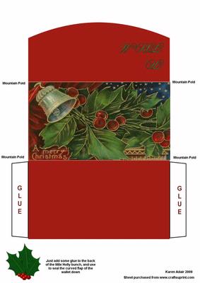 Holly and Bell Christmas Money and Gift Token Wallet