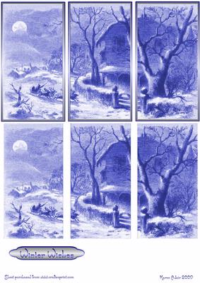 Christmas Winter Scene in Blues