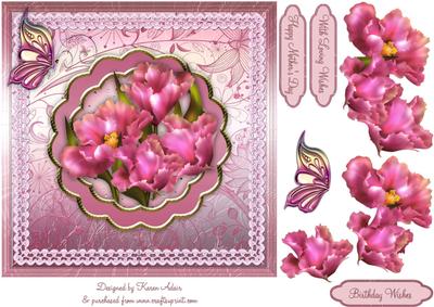 Perfect Petals in Pink Square Card Front with Step by Step