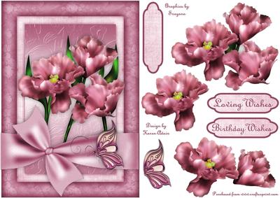 Perfect Blooms in Pink Card Front with Step by Step