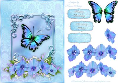 Floral and Butterfly Fantasy Card Front with Step by Step