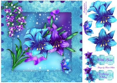 Lily Fantasy Square Card Front with Step by Step
