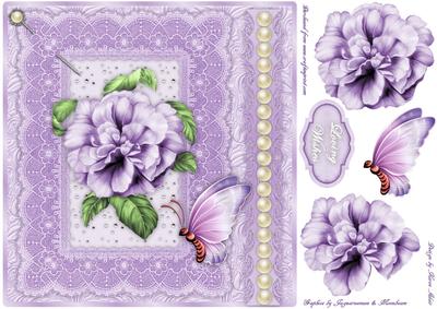 A Lilac Rose Square Card Front with Step by Step