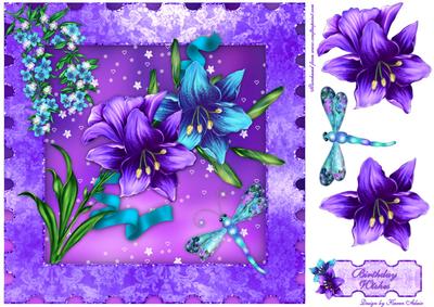 Lily Fantasy in Lilac Square Card Front with Step by Step