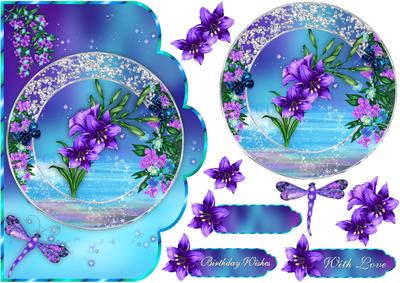 Fantasy Lilies Scallop Card Front with Step by Step