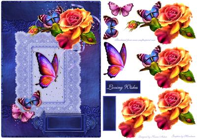 Bountiful Butterflies A5 Card Front with Step by Step
