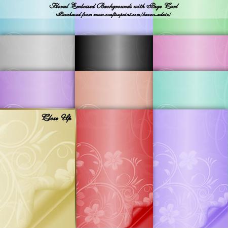 Floral Embossed Backgrounds with Page Curl