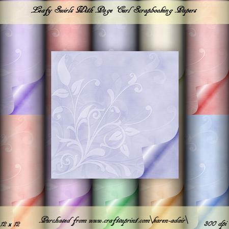 Leafy Swirls with Page Curl Scrapbook Paper Pack