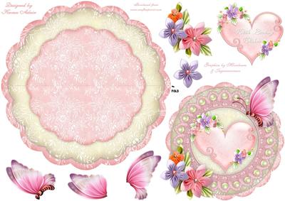 Origami Heart, Flowers, Butterfly and Lace Wobble Card