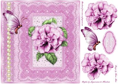 A Rose Pink Square Card Front with Step by Step