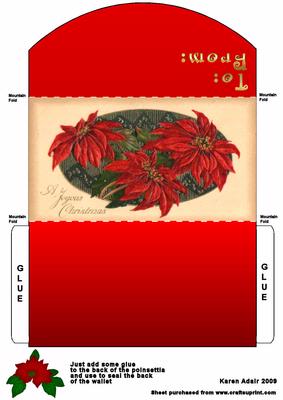 Christmas Poinsettia Money and Gift Voucher Wallet