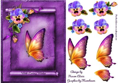 Fanciful Pansies Card Front with Step by Step