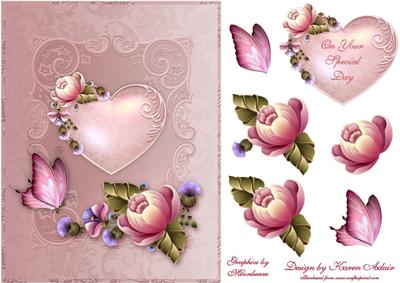 Hearts and Flowers Card Front with Step by Step