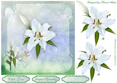 White Lilies Square Card Front with Step by Step