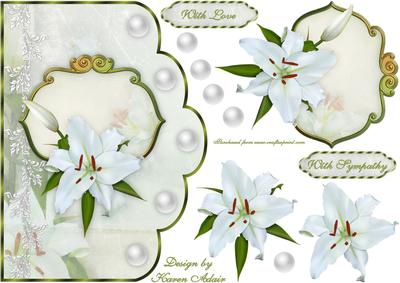 White Lilies Scallop Card Front with Step by Step