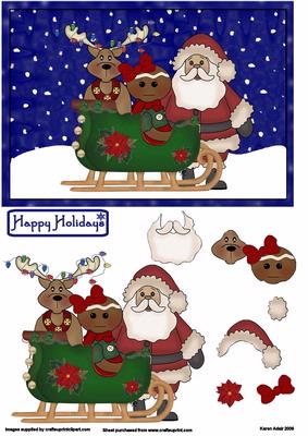 Santa and Friends Card Front with Decoupage
