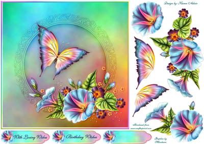 Morning Glory 7" Square Card Front with Step by Step