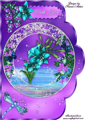 Fantasy Lilies 2 Scallop A4 Card Front