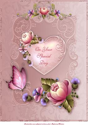 Hearts and Flowers A4 Card Front